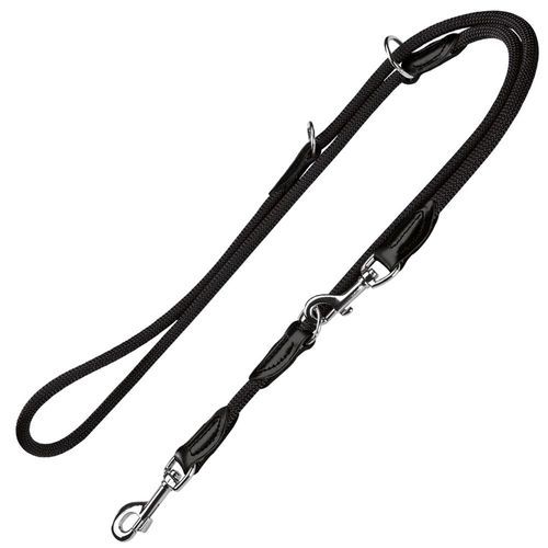 HUNTER Freestyle halsband + koppel, svart - Halsband 50 cm + koppel 200 cm