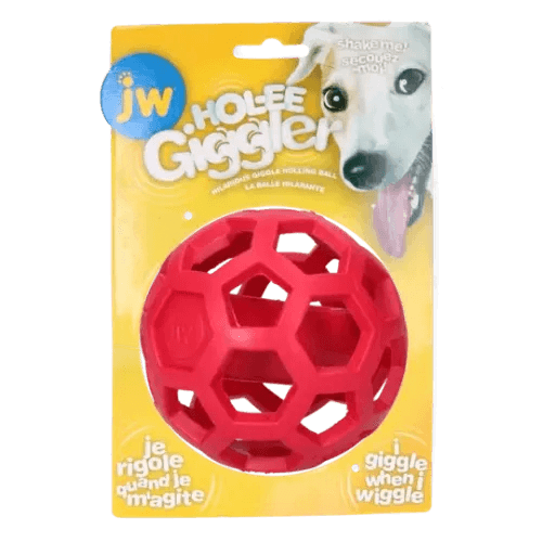 JW Hole-ee Giggler Hundleksak - Röd