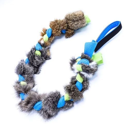 K9Design Fleeceleksak med Kaninskinn Hundleksak 75 cm - Blå