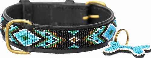 Kampuni Handgjort Hundhalsband Micro Terese - Turkos (S)