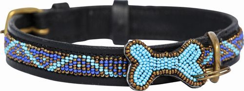 Kampuni Handgjort Hundhalsband Skinny Kabaka - Blå (L)