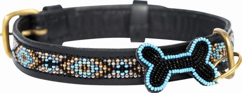 Kampuni Handgjort Hundhalsband Skinny Ombima - Turkos (L)