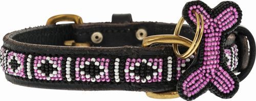 Kampuni Handgjort Hundhalsband Skinny Rafiki - Rosa (M)