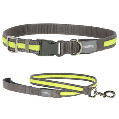 Kerbl Pet Light & Reflex set med lysande halsband och koppel - Set: halsband storlek S/M + koppel 120 cm