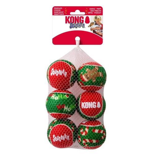 Kong Holiday Squeak Air Hundbollar 6-pack M