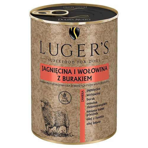 Luger's, våtfoder, 12 x 400 g - Lamm och nötkött med rödbetor