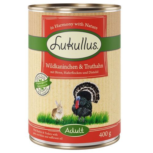 Ekonomipack: Lukullus Naturkost 24 x 400 g - Vildkanin & kalkon