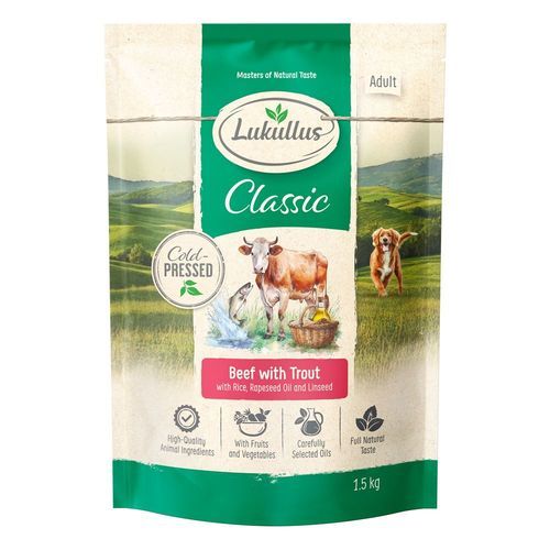 Lukullus kallpressat nötkött & öring - 1,5 kg nytt recept