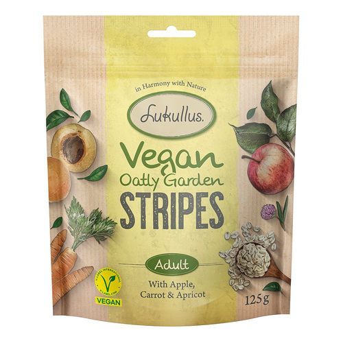 Lukullus Vegan Garden Stripes med äpple, morötter och aprikoser - 125 g