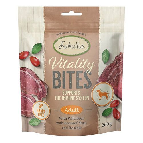 Lukullus Vitality Bites - stödjer immunförsvaret: vildsvin (spannmålsfritt) - Ekonomipack: 3 x 200 g