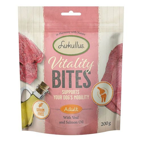 Lukullus Vitality Bites - stödjer rörligheten: kalvkött (spannmålsfritt) - Ekonomipack: 3 x 200 g