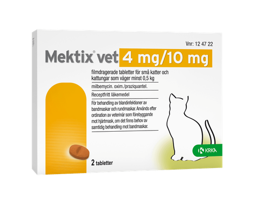 Mektix vet 4 mg/10 mg 2 st filmdragerade tabletter för katter som väger minst 0,5 kg