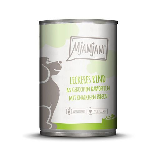 Ekonomipack: MjAMjAM Adult Dog 24 x 400 g - Smakrikt nötkött med kokt potatis