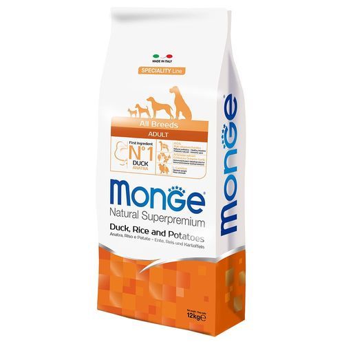 Monge Natural Superpremium Alla raser vuxen anka, ris och potatis - 12 kg