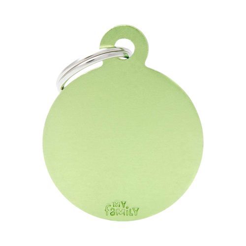 MyFamily Basic Grön Namnbricka Stor Cirkel för Hund - Graverad