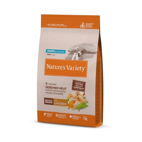 6 + 1 kg på köpet! 7 kg Nature's Variety Mini - 7 kg Healthy Grains Puppy Mini Chicken