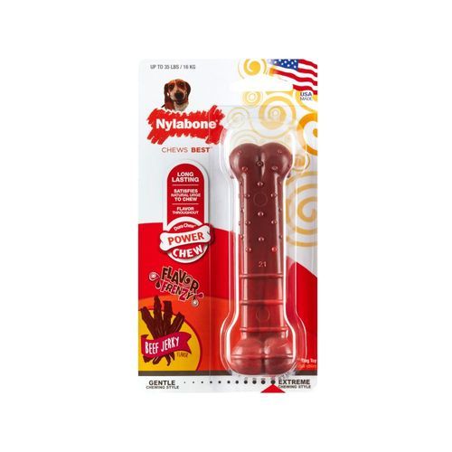 Nylabone Extreme Textured Denta Bone med beef jerky-smak - Stl. M: L 14 x B 4 x H 2,5 cm