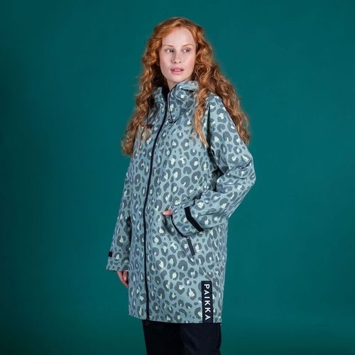 PAIKKA Human Visibility Regnjacka Dam Reflekterande Leopard Grön