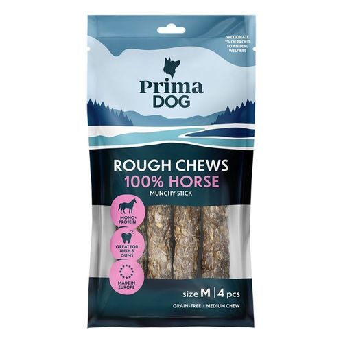 PrimaDog Rough Chews Munchy Stick Tuggben Häst M 4-pack