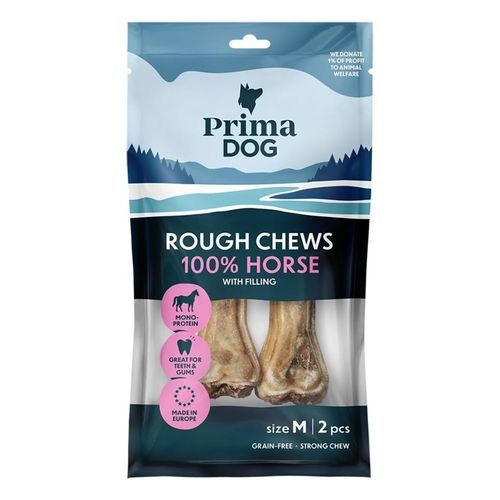 PrimaDog Rough Filled Chews Tuggben Häst M 2-pack