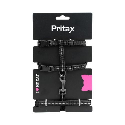 Maja Kattsele med Koppel - Svart Justerbar Sele 120 cm