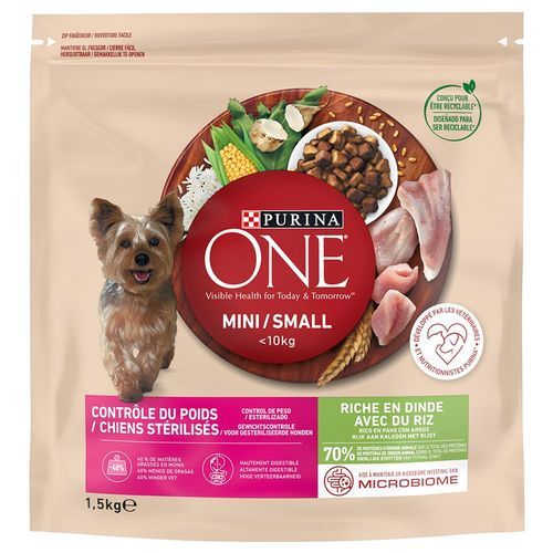 7 kg / 9 kg / 12 kg Purina One till sparpris! - 9 kg (6 x 1,5 kg) Mini Weight Control / Sterilised kalkon & ris