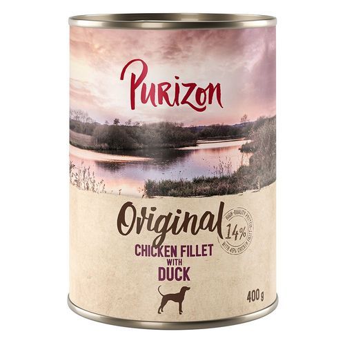 Ekonomipack: Purizon Adult 12 x 400 g - Adult Kycklingfilé med anka, morötter & björnbär