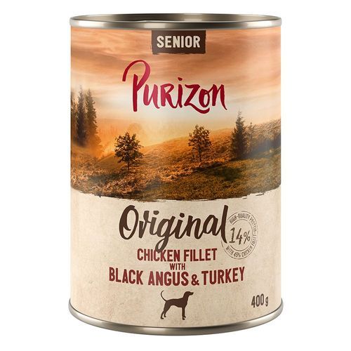Ekonomipack: Purizon Adult 12 x 400 g - Senior Kycklingfilé med Black Angus