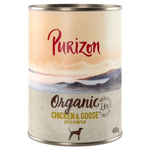 Sparpris: Purizon Organic ekologiskt 24 x 400 / 800 g - Ekologisk kyckling & ekologisk gås med kyckling pumpa (24 x 400 g)