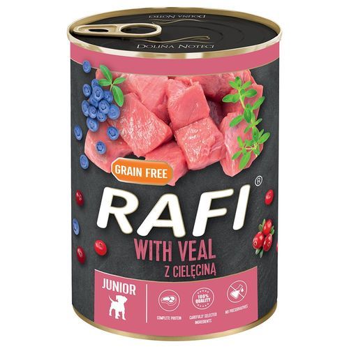 Rafi Junior Paté 24 x 400 g - Med kalvkött, tranbär och blåbär