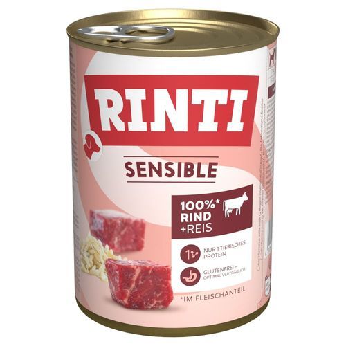 Ekonomipack: RINTI Sensible 24 x 400 g - Nötkött & ris