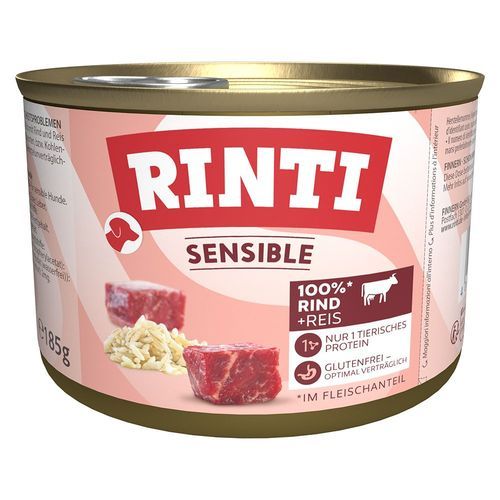 RINTI Sensible 6 x 185 g - Nötkött & ris