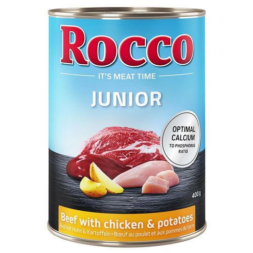 Ekonomipack: Rocco Junior 24 x 400 g - Nötkött med kyckling & potatis