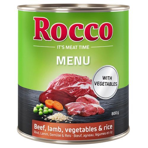 Ekonomipack: Rocco Menu 24 x 800 g - Nötkött med lamm, grönsaker & ris