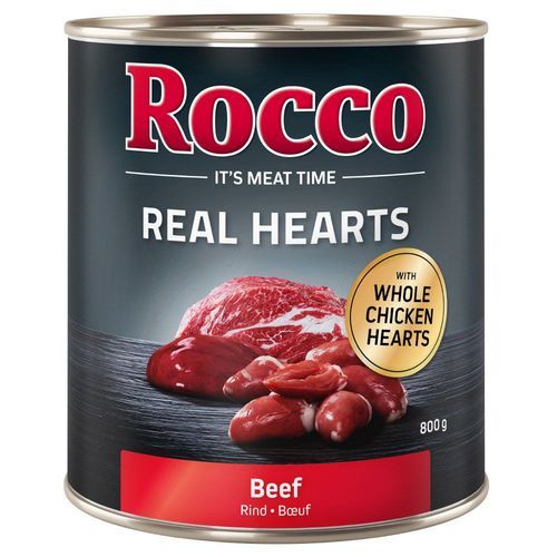 Rocco Real Hearts 6 x 800 g - Nötkött med hela kycklinghjärtan