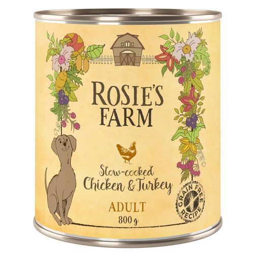 Ekonomipack: 24 x 800 g Rosie's Farm Adult - Kyckling & kalkon