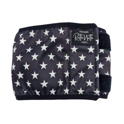 RuttuNuttu Skvättskydd för Hanhund Svart med Stjärnor (XXS)