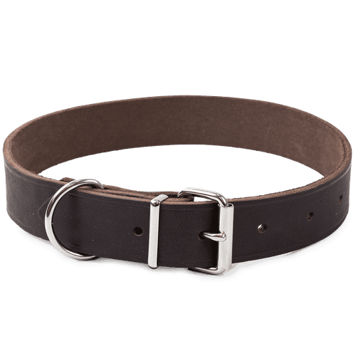 Läderhalsband Hera ställbart Brun 30 mm x 47-59 cm