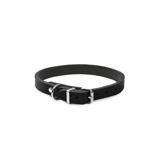 Läderhalsband Hera ställbart Svart 12 mm x 24-29 cm