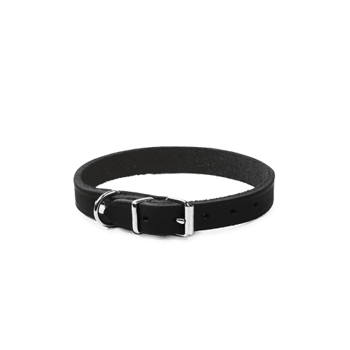 Läderhalsband Hera ställbart Svart 14 mm x 24-31 cm