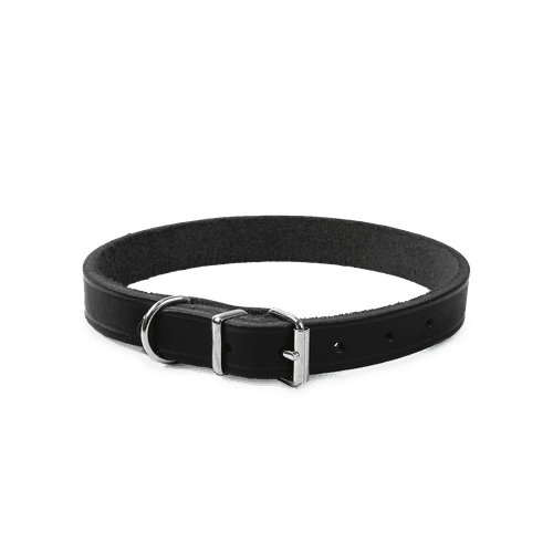 Läderhalsband Hera ställbart Svart 16 mm x 28-35 cm