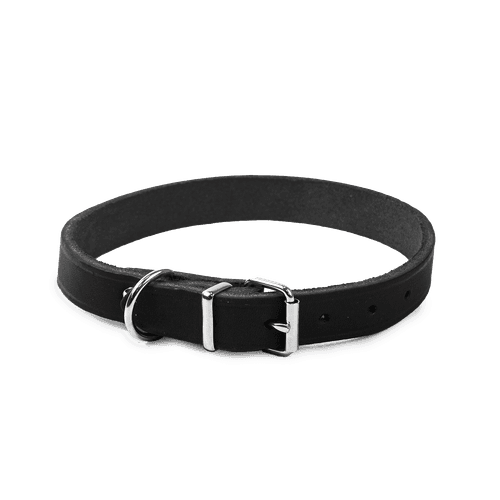 Läderhalsband Hera ställbart Svart 18 mm x 32-39 cm