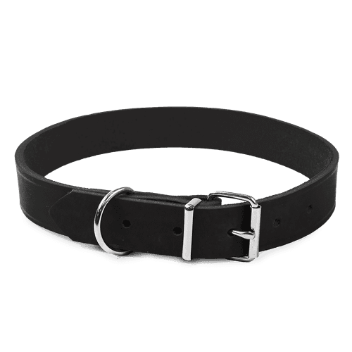 Läderhalsband Hera ställbart Svart 25 mm x 44-54 cm