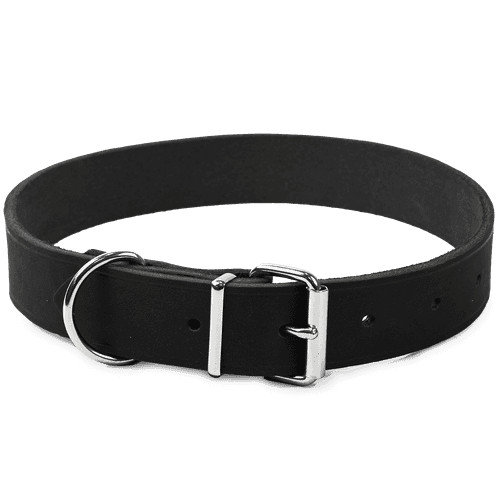 Läderhalsband Hera ställbart Svart 30 mm x 47-59 cm