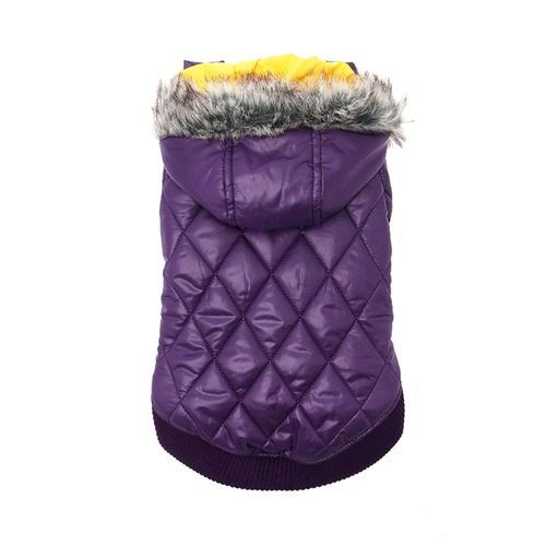 Calvin Hundjacka Lila Storlek 20 - Vinterjacka för Hundar med Avtagbar Huva och KopPElhål