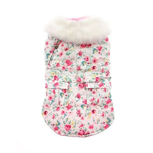 Pink Cascade Hundjacka - Blommig XXL, Fleecefodrad & Vindtät