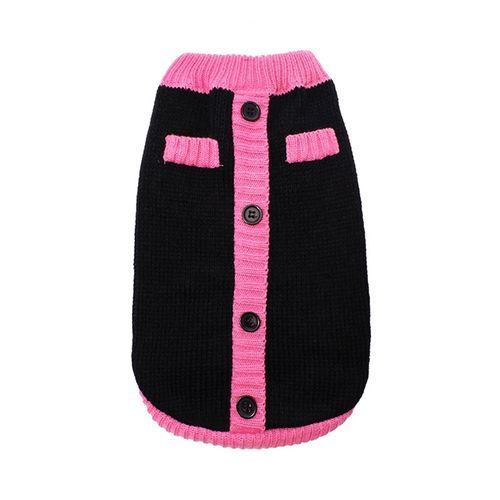 Stickad Hundtröja - Black & Pink Mod / 20 cm