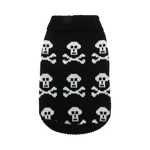 Stickad Hundtröja - Black Skull / 40 cm