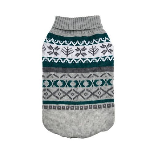 Stickad Hundtröja - Grey Fair Isle Vintage / 25 cm