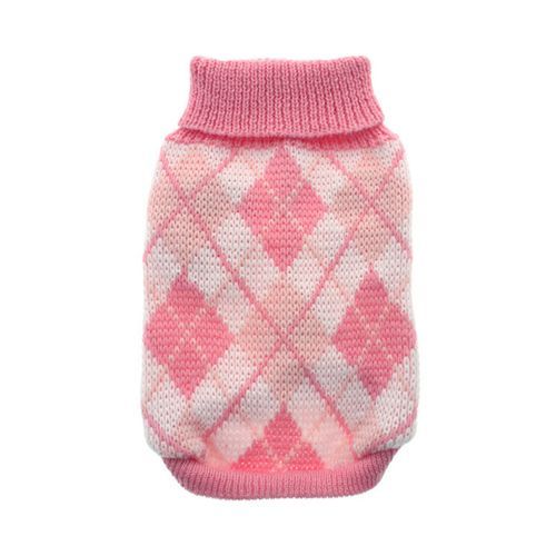 Stickad Hundtröja - Pink Argyle / 40 cm